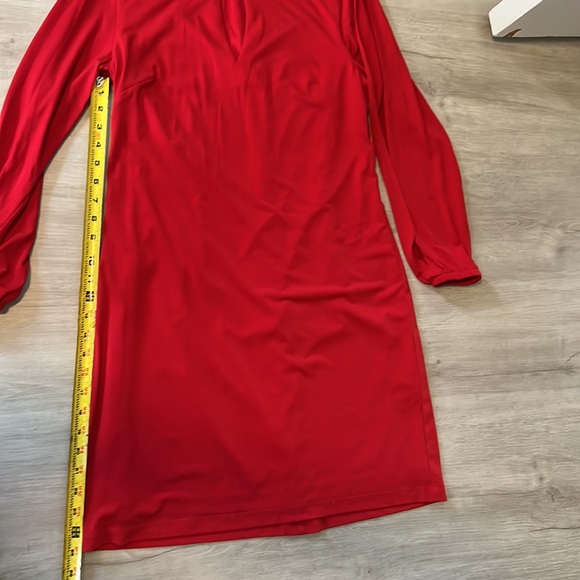 Eliza J Rhinestone Diamond Gem Split Sleeve Red Dress - Picture 9 of 9